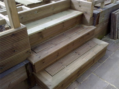 decking steps under construction