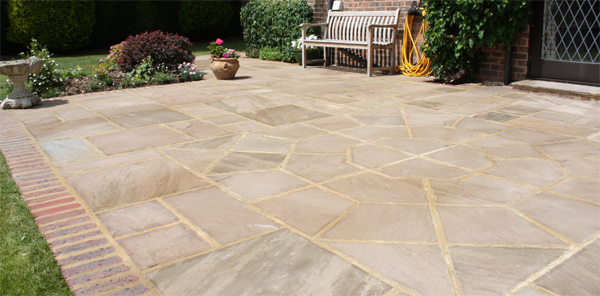 indian sandstone and brick patio nutbourne