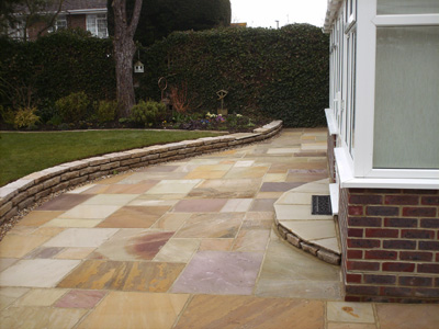 patio curved sandstone granite wall east preston