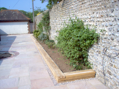 patio eastpreston indian sandstone wood border
