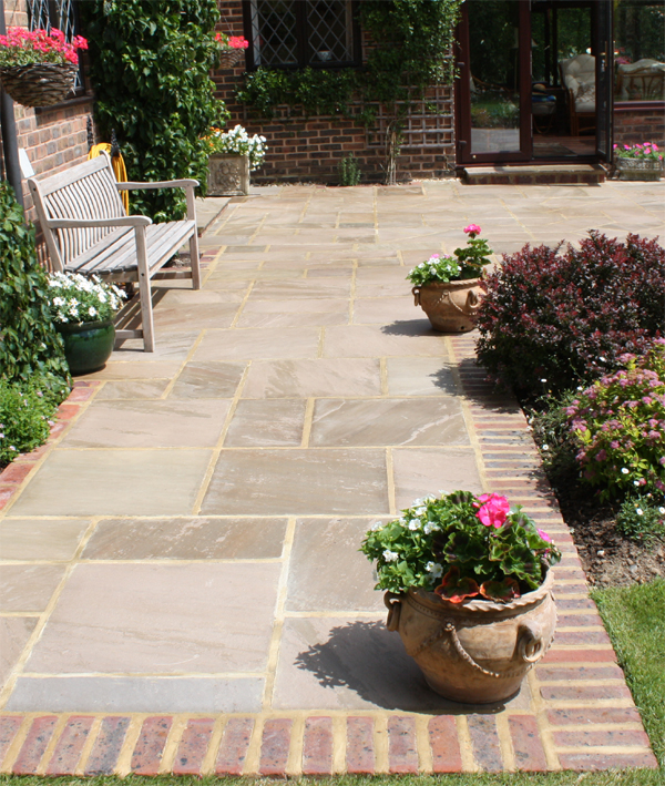 pulborough patio indian sandstone edging bricks