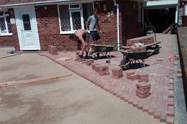 rustington driveway blockpaving red progess