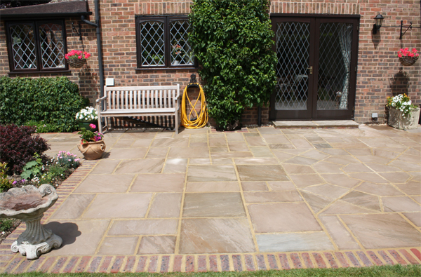 sandston brick edge patio pulborough