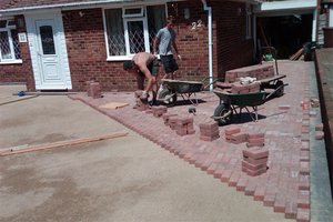 rustington driveway blockpaving red progess