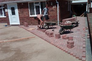 rustington driveway blockpaving red progess